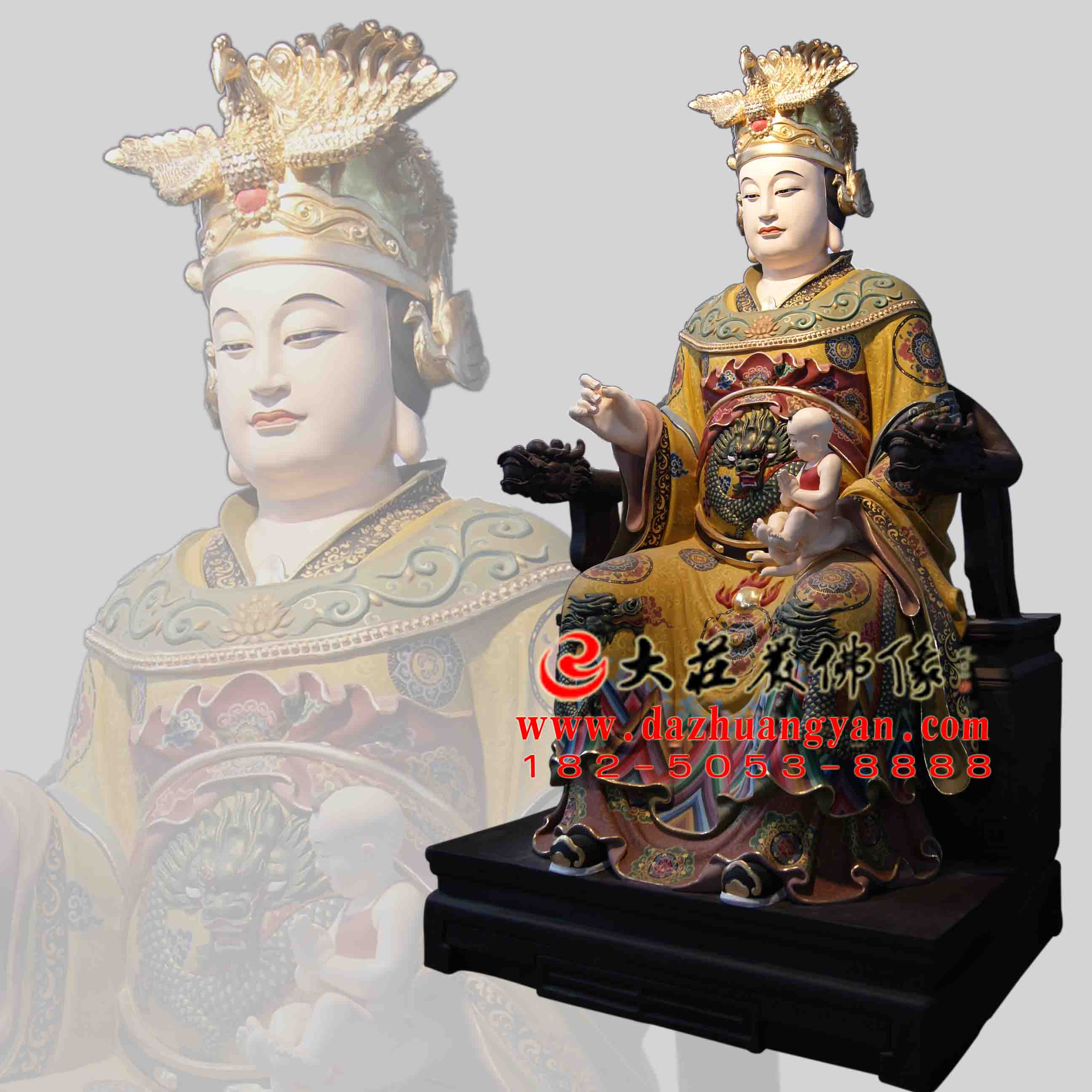 生漆脱胎送子娘娘彩绘神像 生漆脱胎送子娘娘彩绘神像