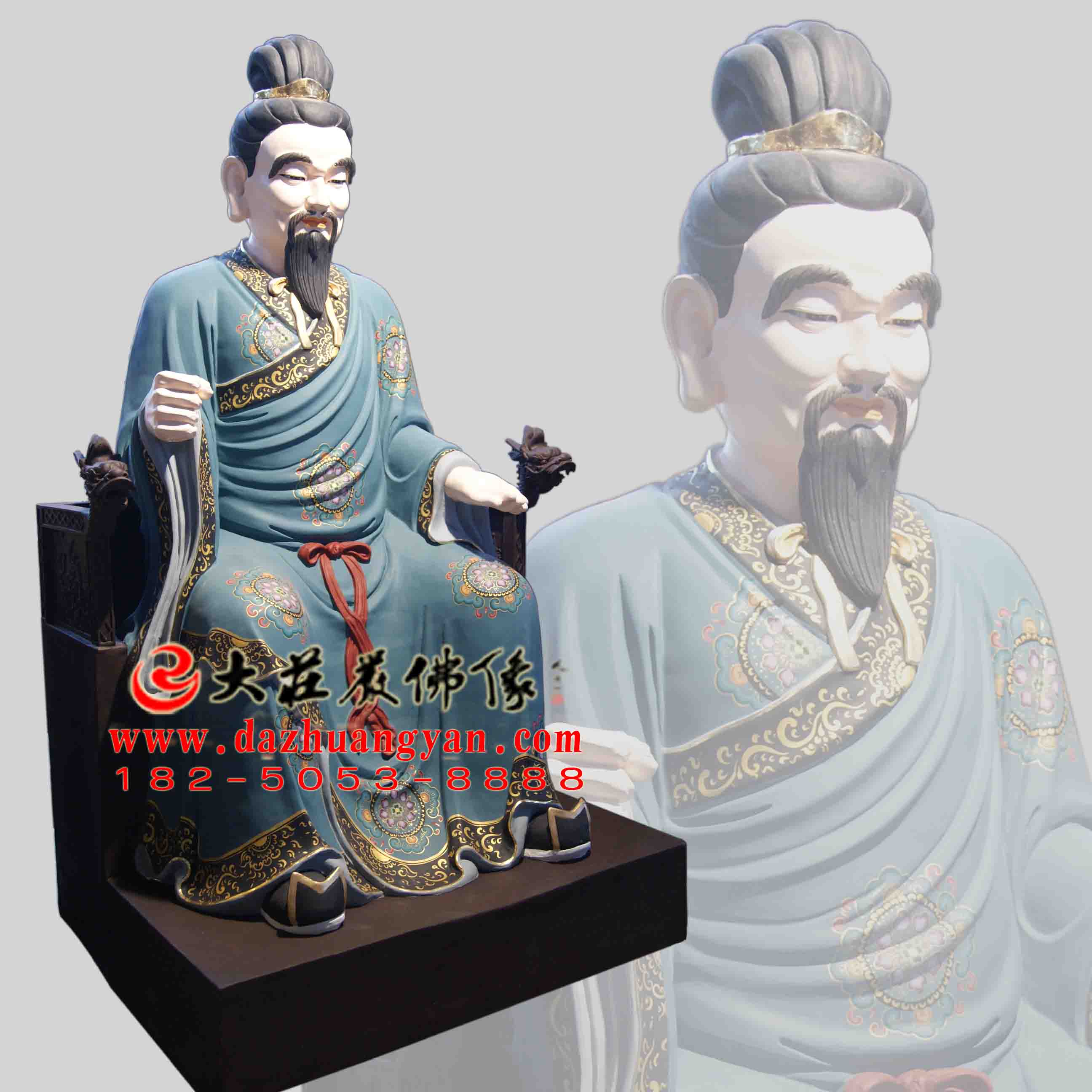 生漆脱胎药王彩绘神像 生漆脱胎药王彩绘神像