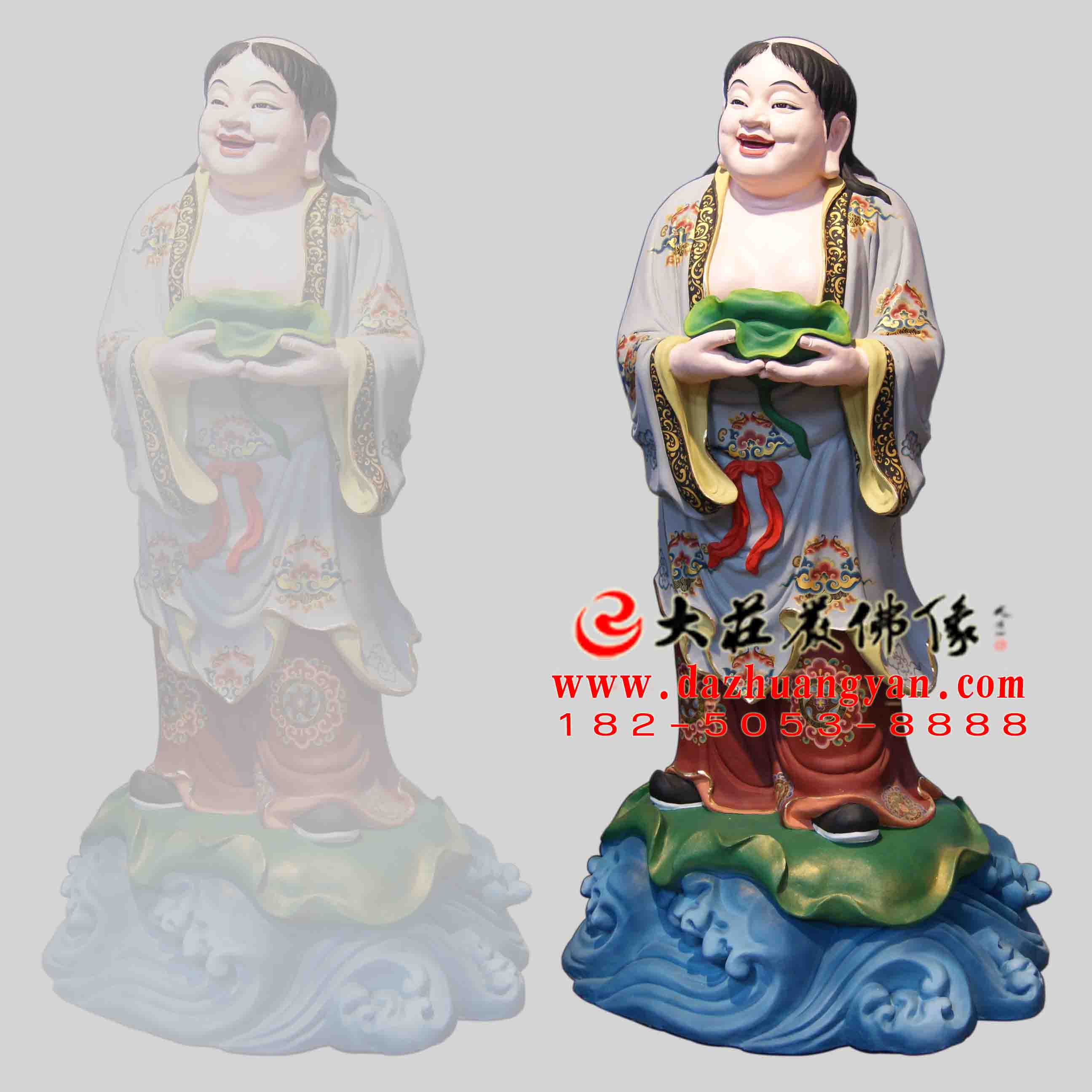 生漆脱胎荷仙彩绘神像 生漆脱胎荷仙彩绘神像