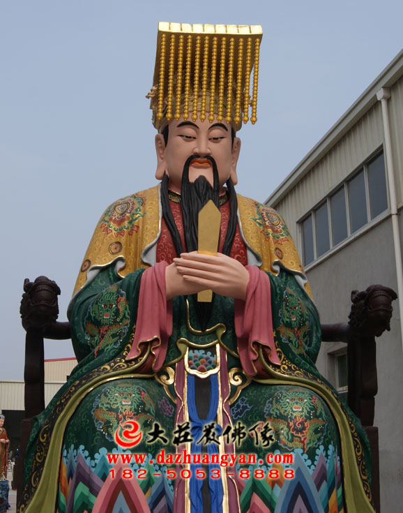 生漆脱胎青帝彩绘神像侧面照 生漆脱胎青帝彩绘神像侧面照