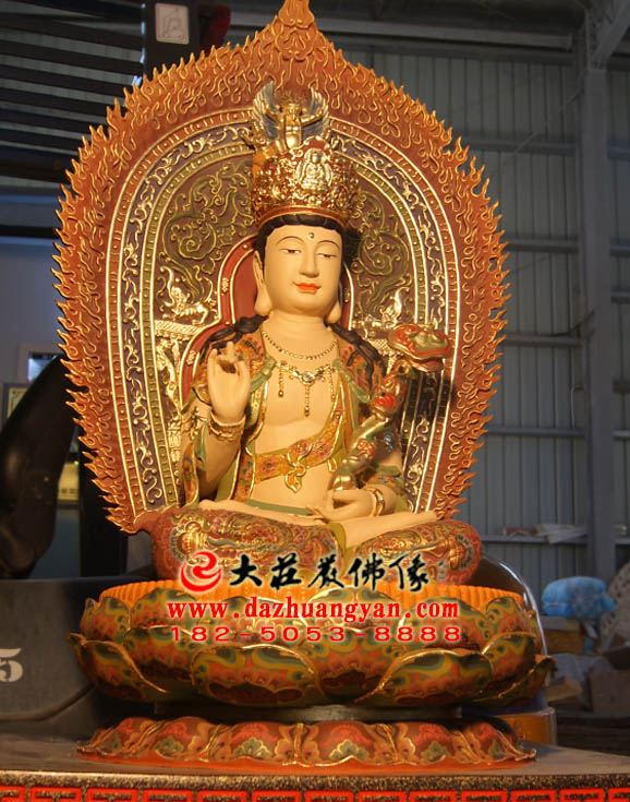 大智文殊师利菩萨铜雕彩绘佛像右侧照 大智文殊师利菩萨铜雕彩绘佛像右侧照