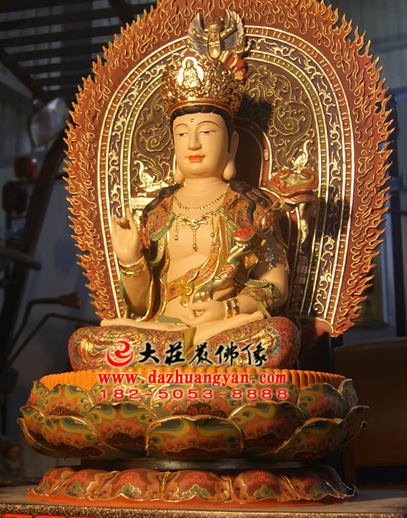 大智文殊师利菩萨铜雕彩绘佛像左侧照 大智文殊师利菩萨铜雕彩绘佛像左侧照