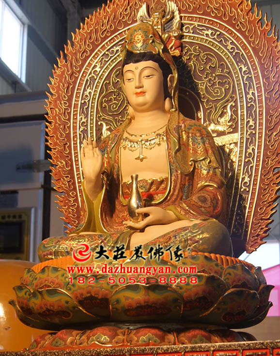观世音菩萨铜雕彩绘佛像左侧照 观世音菩萨铜雕彩绘佛像左侧照