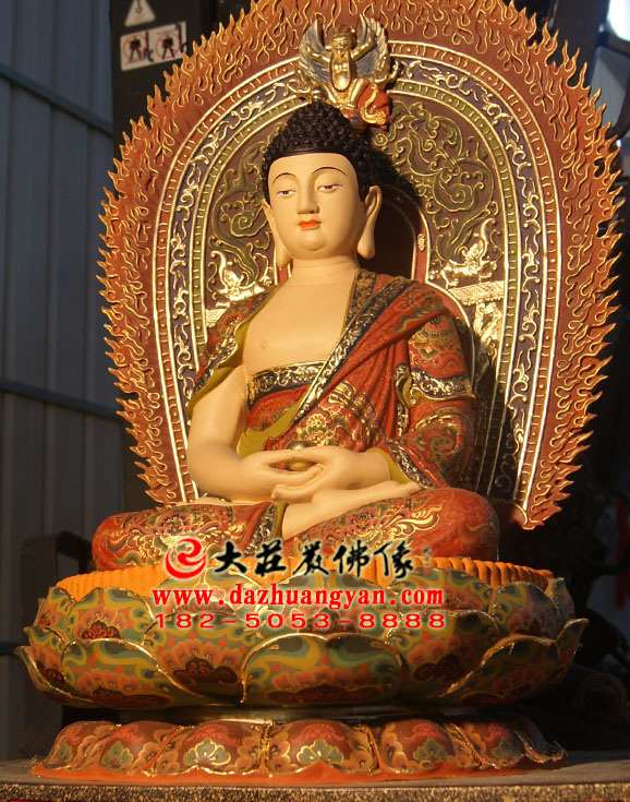 释迦牟尼佛铜雕彩绘佛像左侧照