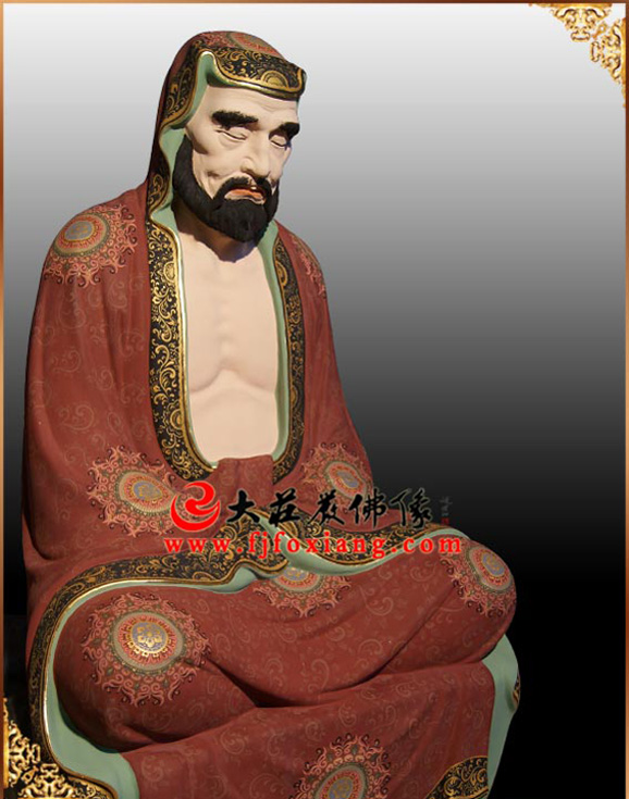 彩绘描金达摩脱胎佛像侧面像 彩绘描金达摩脱胎佛像侧面像