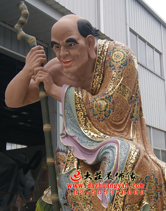 生漆脱胎伐阇罗弗多罗尊者彩绘佛像侧面近照 生漆脱胎伐阇罗弗多罗尊者彩绘佛像侧面近照