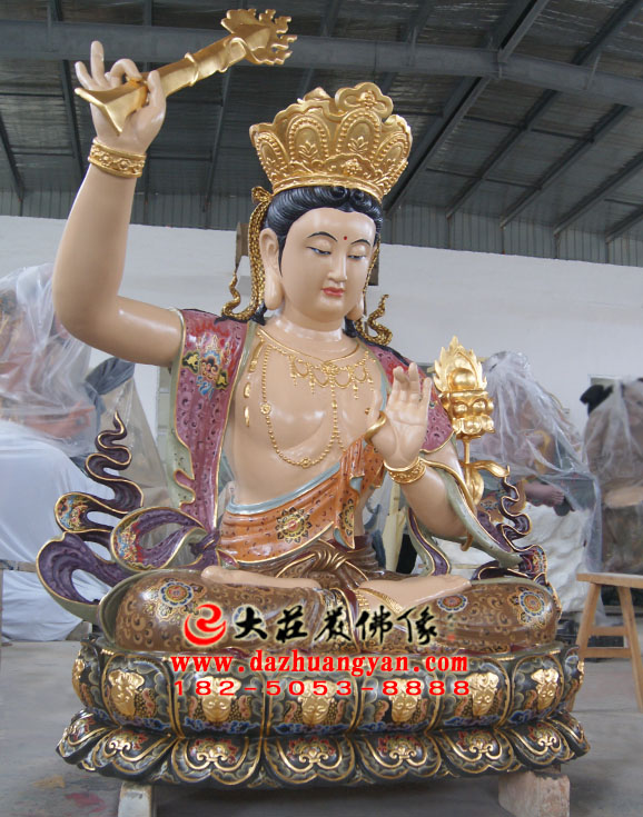 生漆脱胎四大菩萨之文殊菩萨佛像右侧照 生漆脱胎四大菩萨之文殊菩萨佛像右侧照
