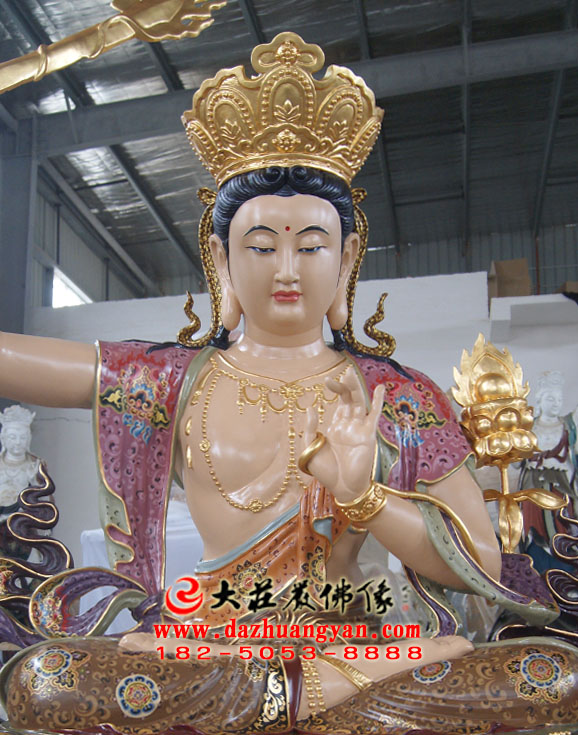 生漆脱胎四大菩萨之文殊菩萨佛像正面近照 生漆脱胎四大菩萨之文殊菩萨佛像正面近照