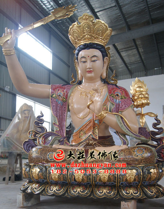 生漆脱胎四大菩萨之文殊菩萨佛像左侧照 生漆脱胎四大菩萨之文殊菩萨佛像左侧照
