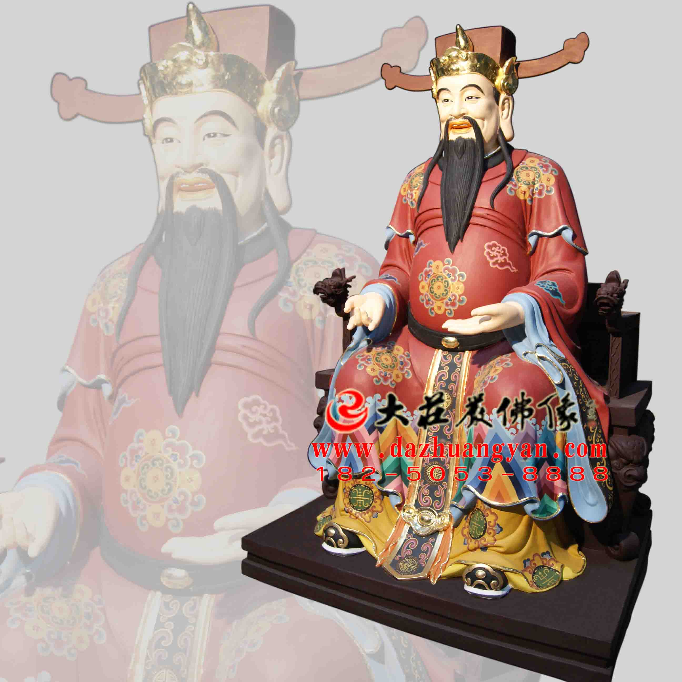 生漆脱胎文财神比干彩绘神像 生漆脱胎文财神比干彩绘神像