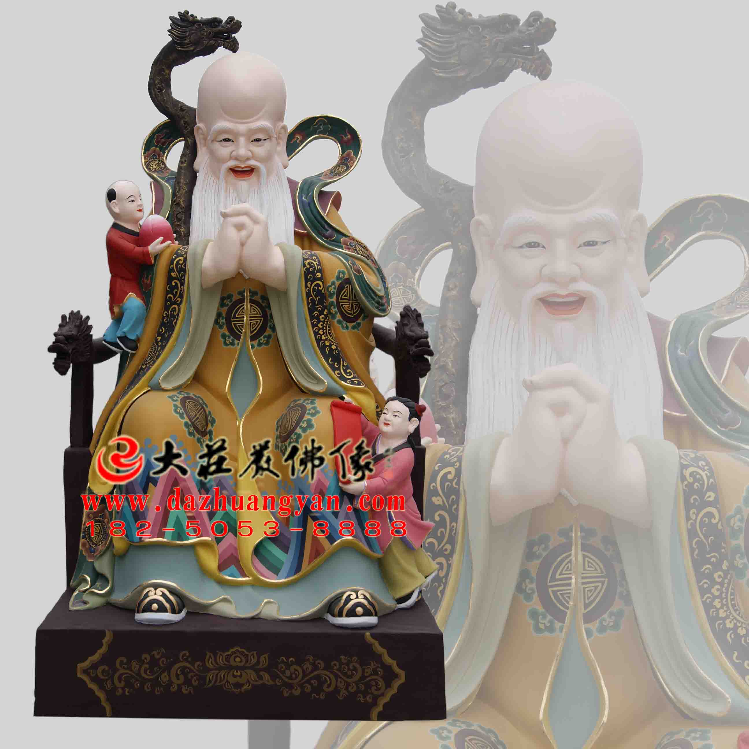 生漆脱胎寿星彩绘神像
