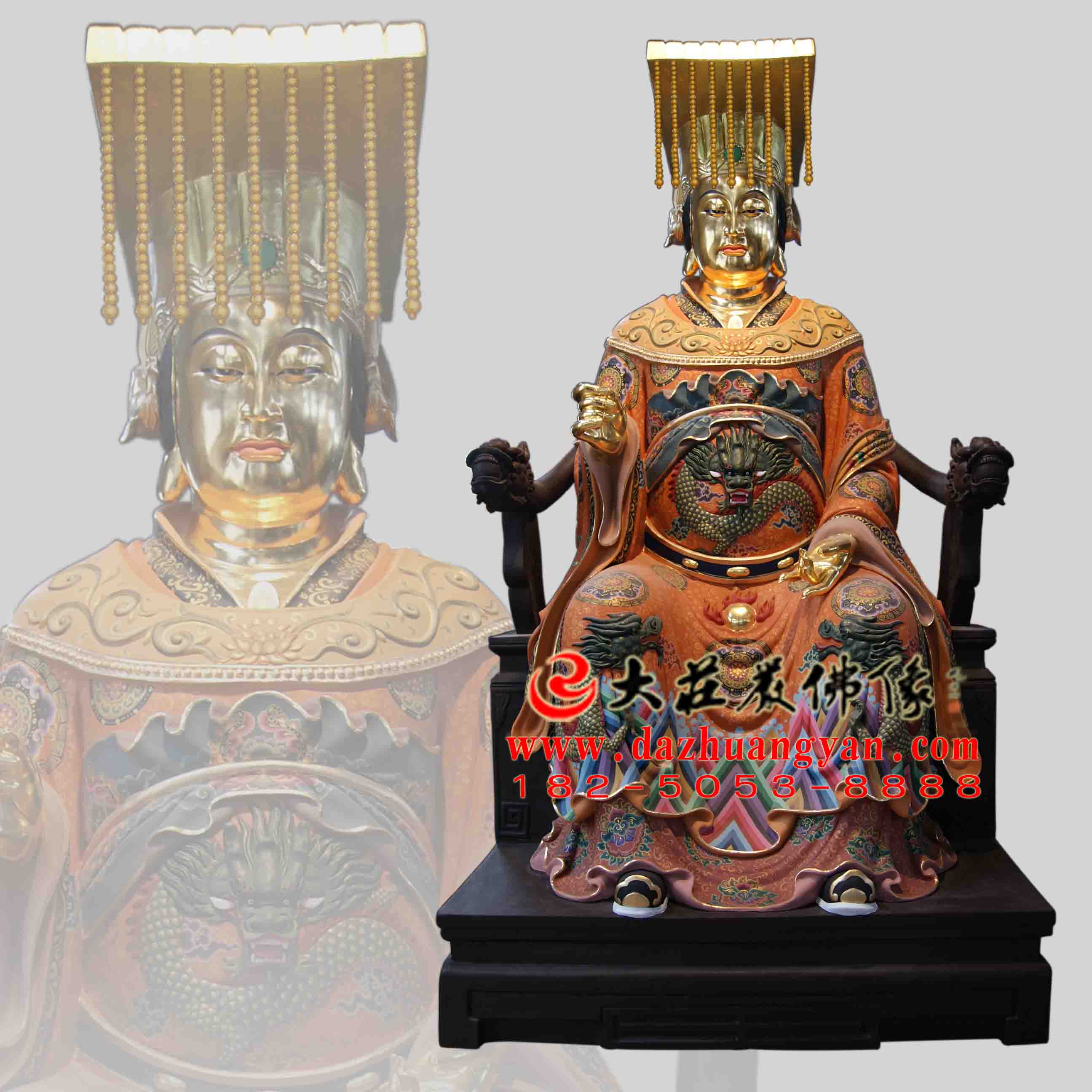 生漆脱胎妈祖彩绘贴金神像 生漆脱胎妈祖彩绘贴金神像