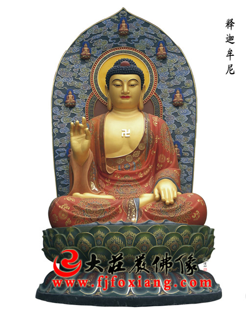 一佛二弟子之釋迦牟尼佛彩繪像