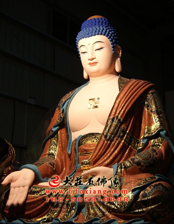 西方三圣之阿弥陀佛彩绘塑像