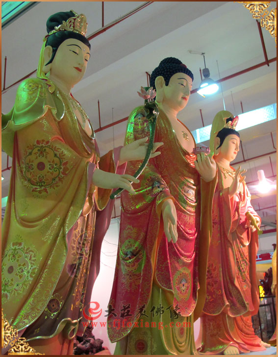 铜雕彩绘西方三圣