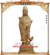 木雕彩金净瓶观音
