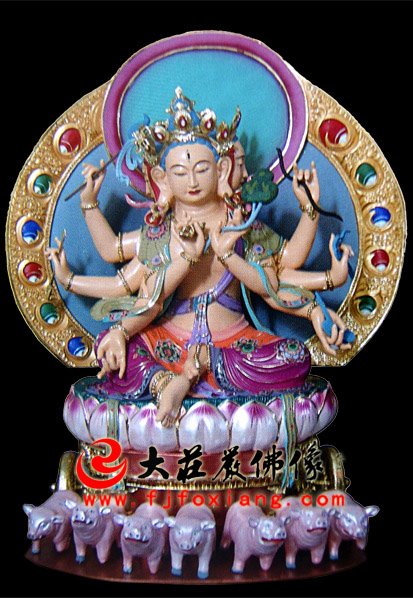 摩利支天生漆脱胎像 生漆脱胎摩利支天