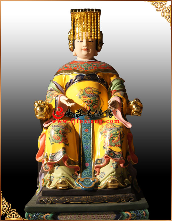 彩绘描金西王母神像 道教西王母神像
