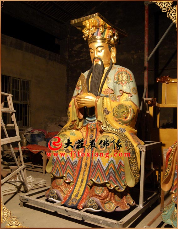 铜雕彩绘圣公整体侧面神像
