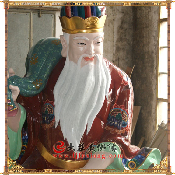 彩绘描金风伯神像 道教俗神风伯神像