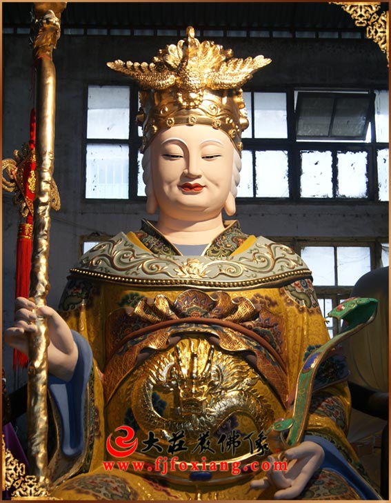 铜雕龙母娘娘彩绘神像