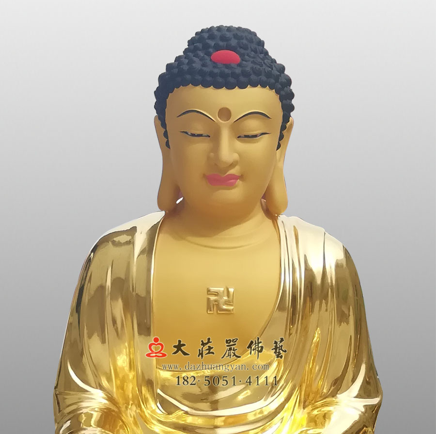 五方佛之贴金南方宝生佛正面近照