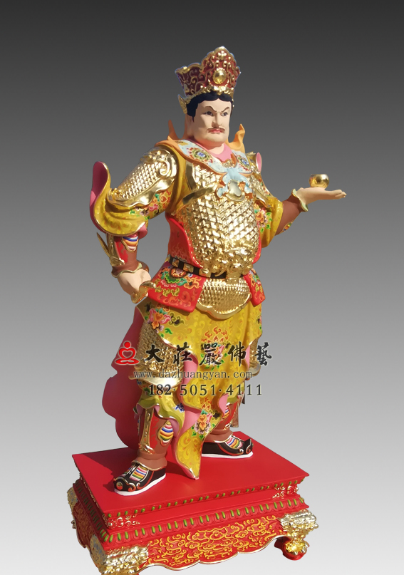 铜雕道教丁巳神将崔石卿彩绘神像 铜雕彩绘丁巳神将崔石卿神像