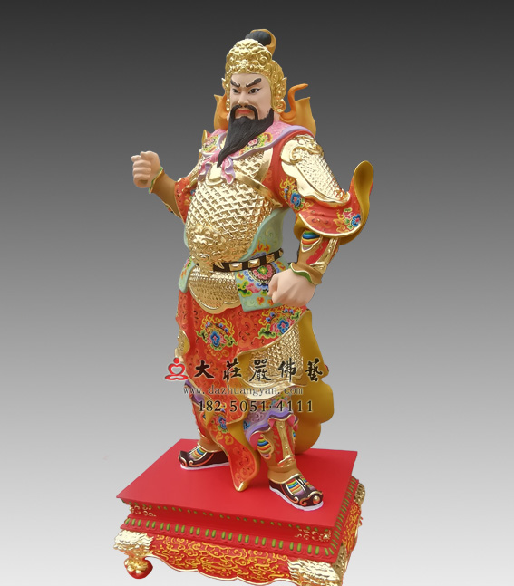 彩绘描金甲辰神将孟非卿神像
