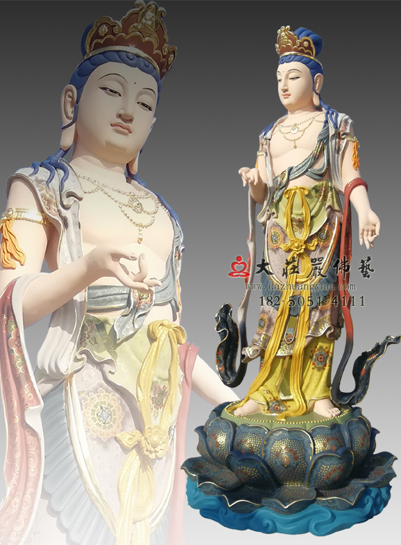 八大菩萨之除盖障菩萨铜雕彩绘像