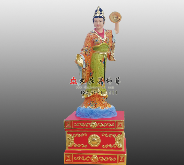 铜雕电母彩绘神像