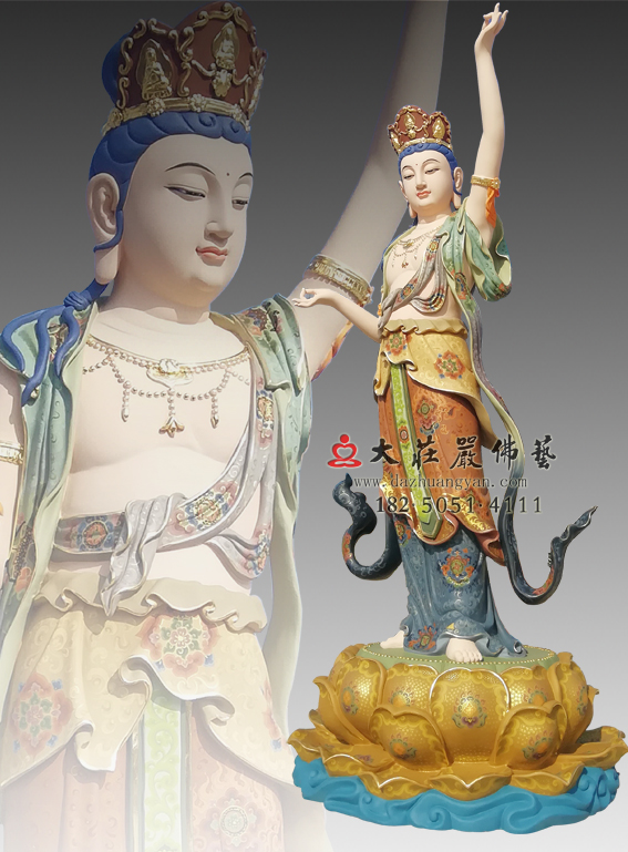 铜雕八大菩萨之虚空藏菩萨彩绘佛像 彩绘描金八大菩萨之虚空藏菩萨
