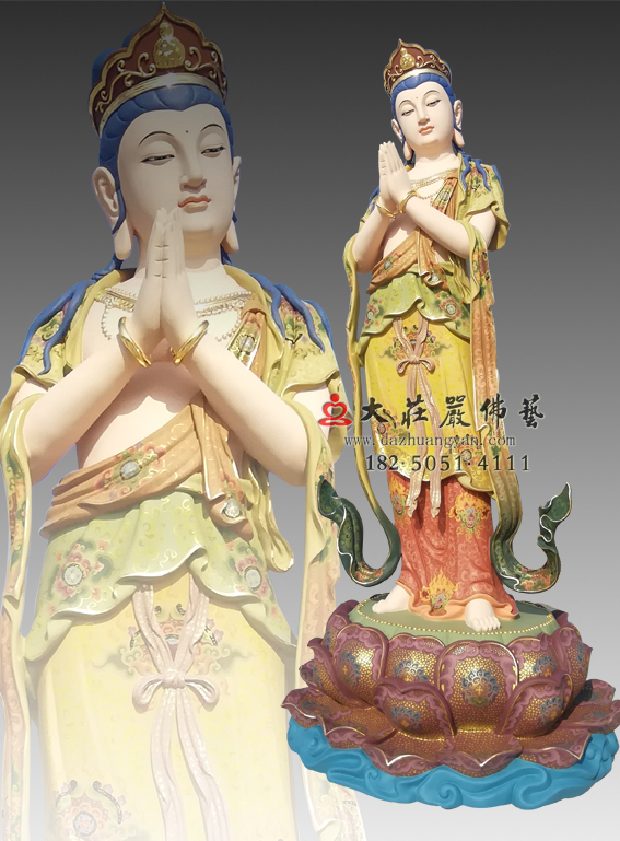 铜雕八大菩萨之观音菩萨彩绘像