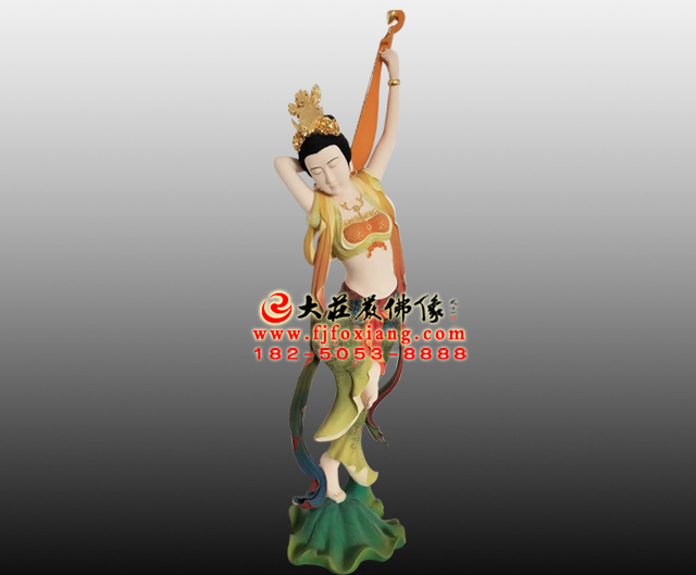 <b>铜雕反弹琵琶伎乐天彩绘塑像</b>