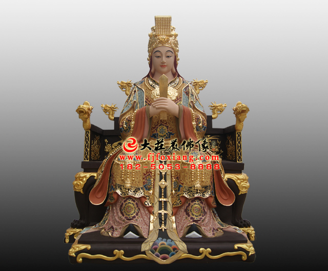 彩绘描金李三娘铜雕塑像【12603】