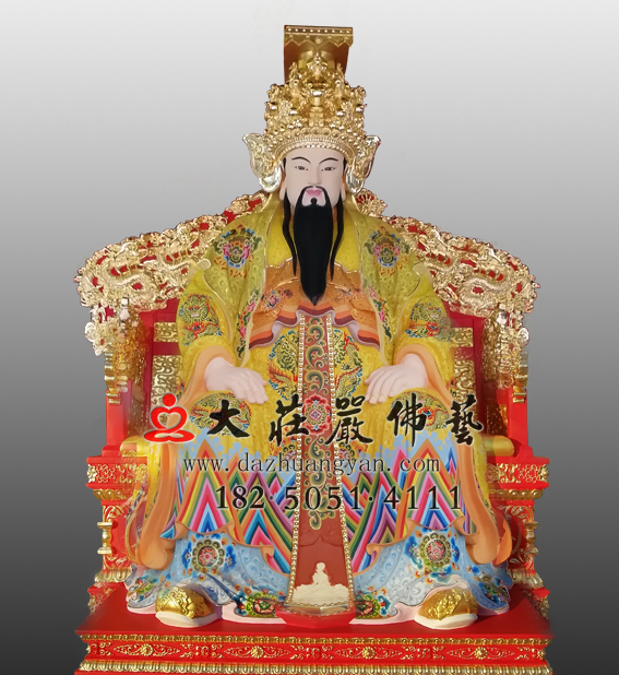 玉皇大帝彩绘贴金神像