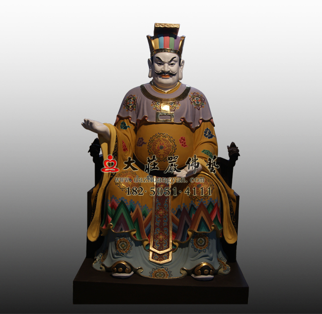 铜雕十殿阎王之六殿卞城王彩绘塑像