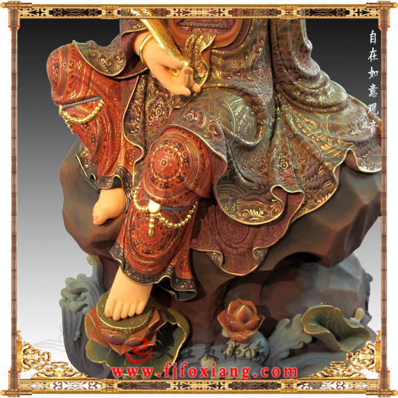 自在如意观音局部彩绘塑像