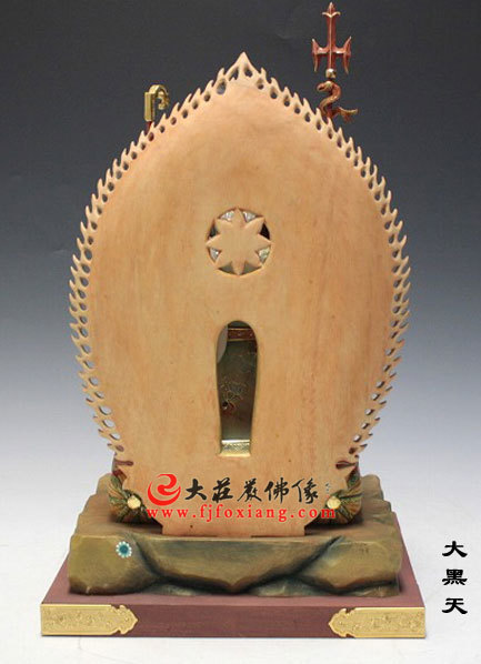 彩绘大黑天彩绘塑像背部实拍 日本大黑天彩绘塑像背部像