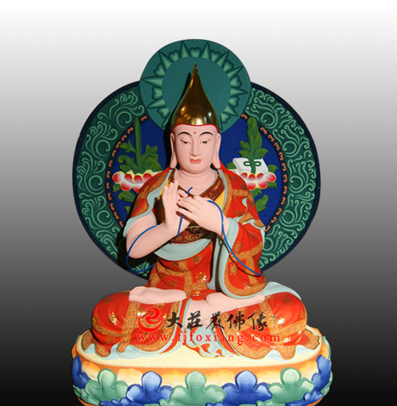 宗喀巴大师铜像雕塑 藏传佛教宗喀巴佛像定制