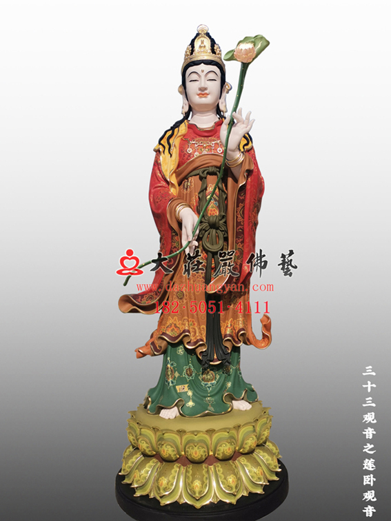 三十三观音之莲卧观音铜雕佛像