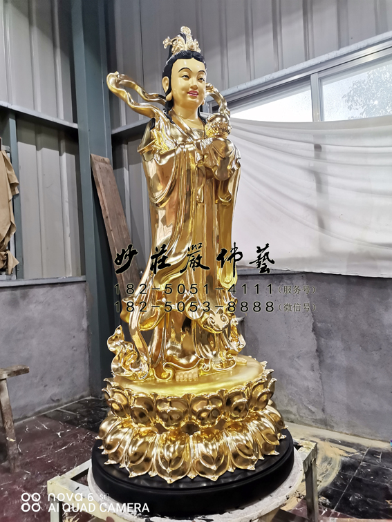 铜雕龙女佛像
