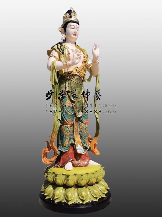 铜雕文殊菩萨右胁侍塑像