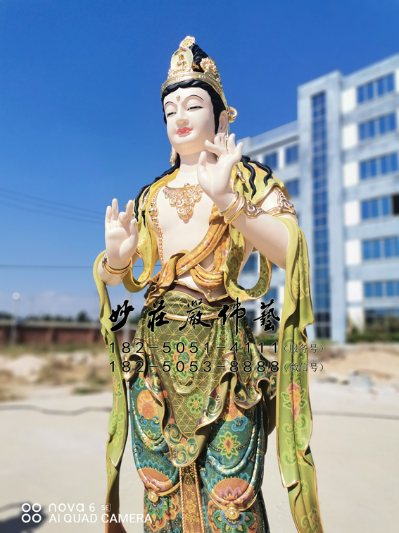 铜雕文殊菩萨之胁侍塑像