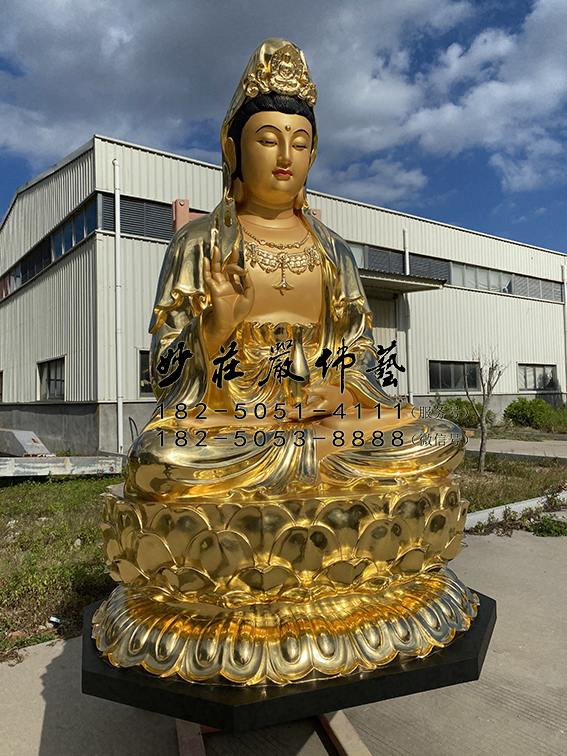 铜雕观世音菩萨左侧现场实拍 铜雕观世音菩萨左侧照