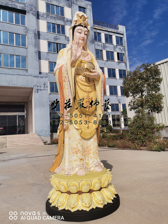 铜雕圆光观音佛像