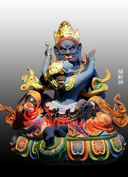 绿财神彩绘佛像