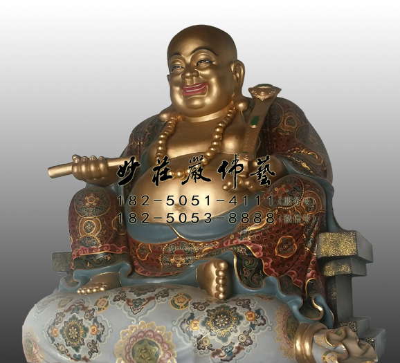 铜雕弥勒佛侧面照