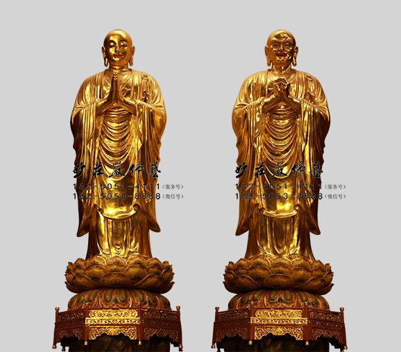 铜雕迦叶阿难尊者 迦叶阿难尊者铜佛像 迦叶阿难