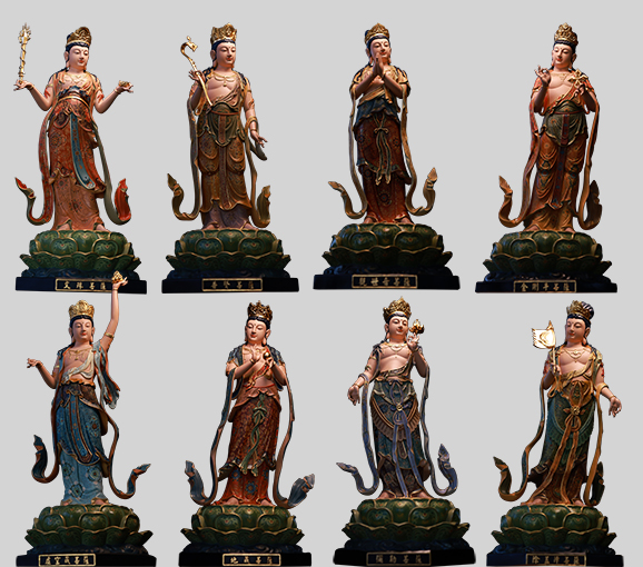 铜雕八大菩萨佛像 八大菩萨雕塑 八大菩萨塑像