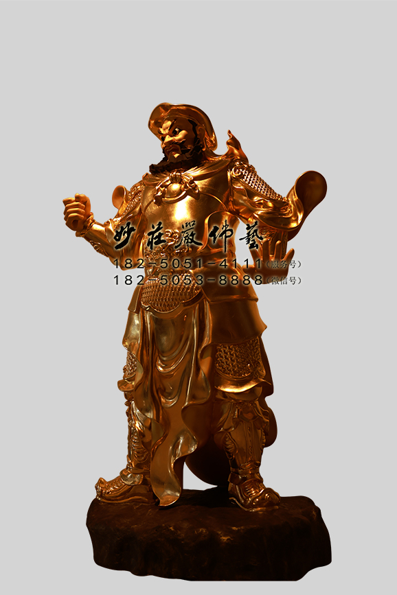 铜雕周仓神像右侧照